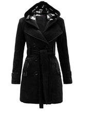 Load image into Gallery viewer, Lady Warm Autumn Winter Coat Women Double -Breasted Hooded Mantle Long Jacket Wool Blends Outwear Chaquetones De Mujer - Ole Misc.