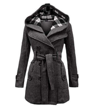 Load image into Gallery viewer, Lady Warm Autumn Winter Coat Women Double -Breasted Hooded Mantle Long Jacket Wool Blends Outwear Chaquetones De Mujer - Ole Misc.