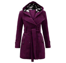Load image into Gallery viewer, Lady Warm Autumn Winter Coat Women Double -Breasted Hooded Mantle Long Jacket Wool Blends Outwear Chaquetones De Mujer - Ole Misc.