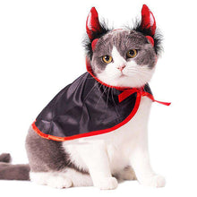 Load image into Gallery viewer, Halloween Pet Costumes Cute Cosplay Vampire Cloak Cape Dog Cap with Cosplay Horns - Ole Misc.