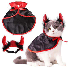 Load image into Gallery viewer, Halloween Pet Costumes Cute Cosplay Vampire Cloak Cape Dog Cap with Cosplay Horns - Ole Misc.