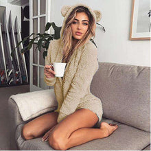 Load image into Gallery viewer, ZOOLIM Winter Warm Pajama Kigurumi for Adults Hooded Rabbit Ear Fleece Onesie Women One-piece Animal Jumpsuit Pajamas for Adults - Ole Misc.