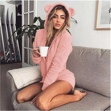 Load image into Gallery viewer, ZOOLIM Winter Warm Pajama Kigurumi for Adults Hooded Rabbit Ear Fleece Onesie Women One-piece Animal Jumpsuit Pajamas for Adults - Ole Misc.