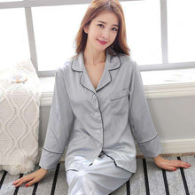 Load image into Gallery viewer, 2018 Black Silk Men Pajama Sets Sleep Solid Satin Sleepwear Men Summer Suit Full Sleeve Silk Pyjama Men Pyjamas Male XL XXL XXXL - Ole Misc.