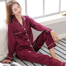 Load image into Gallery viewer, 2018 Black Silk Men Pajama Sets Sleep Solid Satin Sleepwear Men Summer Suit Full Sleeve Silk Pyjama Men Pyjamas Male XL XXL XXXL - Ole Misc.