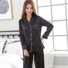 Load image into Gallery viewer, 2018 Black Silk Men Pajama Sets Sleep Solid Satin Sleepwear Men Summer Suit Full Sleeve Silk Pyjama Men Pyjamas Male XL XXL XXXL - Ole Misc.