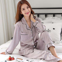 Load image into Gallery viewer, 2018 Black Silk Men Pajama Sets Sleep Solid Satin Sleepwear Men Summer Suit Full Sleeve Silk Pyjama Men Pyjamas Male XL XXL XXXL - Ole Misc.