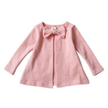 Load image into Gallery viewer, Spring Autumn Children's Clothing Girls In The Children's Shuttle Pattern Knitted Leisure Bow Cardigan Baby Casual Round Neck - Ole Misc.