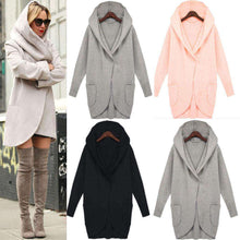 Load image into Gallery viewer, Autumn and winter long-sleeved hooded fashion loose woolen coat pocket Plus Size Long Coats Fashion Women's  Coats - Ole Misc.