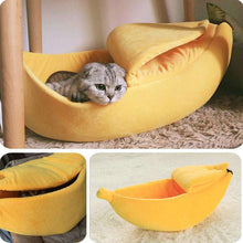 Load image into Gallery viewer, Banana Cat Bed House Cozy Cute Banana Puppy Cushion Kennel Warm Portable Pet Basket Supplies Mat Beds for Cats &amp; Kittens - Ole Misc.