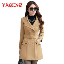 Load image into Gallery viewer, YAGENZ M-3XL Autumn Winter Wool Jacket Women Double Breasted Coats Elegant Overcoat Basic Coat Pockets Woolen Long Coat Top 200 - Ole Misc.