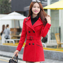 Load image into Gallery viewer, YAGENZ M-3XL Autumn Winter Wool Jacket Women Double Breasted Coats Elegant Overcoat Basic Coat Pockets Woolen Long Coat Top 200 - Ole Misc.