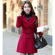 Load image into Gallery viewer, YAGENZ M-3XL Autumn Winter Wool Jacket Women Double Breasted Coats Elegant Overcoat Basic Coat Pockets Woolen Long Coat Top 200 - Ole Misc.