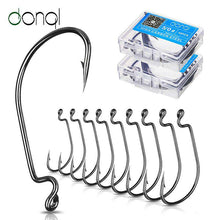 Load image into Gallery viewer, DONQL 10pcs/ Set Fishing Hook Carbon Steel Wide Crank Offset Fishhook For Soft Worm Lure 5/0#-1# Bass Barbed Carp Fishing Hooks - Ole Misc.