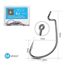 Load image into Gallery viewer, DONQL 10pcs/ Set Fishing Hook Carbon Steel Wide Crank Offset Fishhook For Soft Worm Lure 5/0#-1# Bass Barbed Carp Fishing Hooks - Ole Misc.
