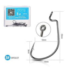 Load image into Gallery viewer, DONQL 10pcs/ Set Fishing Hook Carbon Steel Wide Crank Offset Fishhook For Soft Worm Lure 5/0#-1# Bass Barbed Carp Fishing Hooks - Ole Misc.