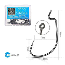 Load image into Gallery viewer, DONQL 10pcs/ Set Fishing Hook Carbon Steel Wide Crank Offset Fishhook For Soft Worm Lure 5/0#-1# Bass Barbed Carp Fishing Hooks - Ole Misc.