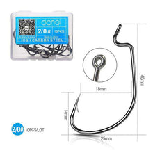 Load image into Gallery viewer, DONQL 10pcs/ Set Fishing Hook Carbon Steel Wide Crank Offset Fishhook For Soft Worm Lure 5/0#-1# Bass Barbed Carp Fishing Hooks - Ole Misc.
