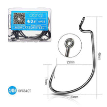 Load image into Gallery viewer, DONQL 10pcs/ Set Fishing Hook Carbon Steel Wide Crank Offset Fishhook For Soft Worm Lure 5/0#-1# Bass Barbed Carp Fishing Hooks - Ole Misc.