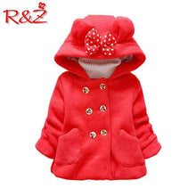 Load image into Gallery viewer, R&amp;Z Children's jacket 2019 spring and autumn new girls thick woolen coat hooded shirt bow pocket double-breasted coat coat - Ole Misc.