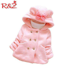 Load image into Gallery viewer, R&amp;Z Children's jacket 2019 spring and autumn new girls thick woolen coat hooded shirt bow pocket double-breasted coat coat - Ole Misc.
