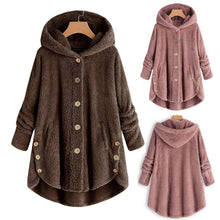Load image into Gallery viewer, Hot Winter Plus Size S-5XL Women Button Coat Fluffy Tail Tops Hooded Pullover Loose Oversize Coats Warm Outwear For 2019 Fashion - Ole Misc.
