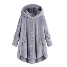 Load image into Gallery viewer, Hot Winter Plus Size S-5XL Women Button Coat Fluffy Tail Tops Hooded Pullover Loose Oversize Coats Warm Outwear For 2019 Fashion - Ole Misc.