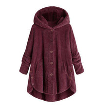 Load image into Gallery viewer, Hot Winter Plus Size S-5XL Women Button Coat Fluffy Tail Tops Hooded Pullover Loose Oversize Coats Warm Outwear For 2019 Fashion - Ole Misc.