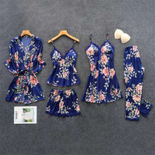 Load image into Gallery viewer, Daeyard Women's Pajamas Silk Floral Overall Print 5Pcs Pajama Set Satin Pyjamas - Ole Misc.