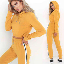Load image into Gallery viewer, Tracksuit 2pcs Women Set Hoodies Crop Top Sweatshirt+Side Stripe Pants Hooded 2 Pieces Sets Women Clothing Suits Female - Ole Misc.