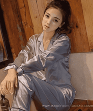 Load image into Gallery viewer, Women Girl Silk Satin Pajamas Set Pyjama Sleepwear Nightwear Loungewear Homewear Solid Color Comfortable Soft High Quality Hot - Ole Misc.