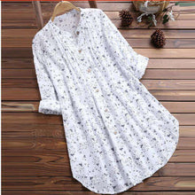 Load image into Gallery viewer, Womens Long Loose Blouses Stand Collar Pleated Floral Print Women Tops Long Sleeve Shirt Casual Tops Blouse Plus Size Blusas - Ole Misc.