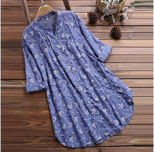 Load image into Gallery viewer, Womens Long Loose Blouses Stand Collar Pleated Floral Print Women Tops Long Sleeve Shirt Casual Tops Blouse Plus Size Blusas - Ole Misc.