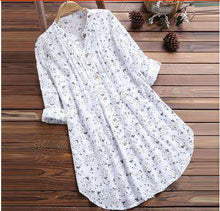 Load image into Gallery viewer, Womens Long Loose Blouses Stand Collar Pleated Floral Print Women Tops Long Sleeve Shirt Casual Tops Blouse Plus Size Blusas - Ole Misc.