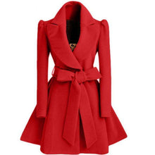 Load image into Gallery viewer, Korean women's woolen windbreaker Overcoat jacket coats Red XL - Ole Misc.