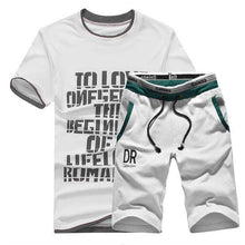Load image into Gallery viewer, new men's short-sleeved T-shirt suit personality letter printing summer casual sportswear brand clothing T-shirt shorts 2 sets - Ole Misc.