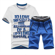 Load image into Gallery viewer, new men's short-sleeved T-shirt suit personality letter printing summer casual sportswear brand clothing T-shirt shorts 2 sets - Ole Misc.