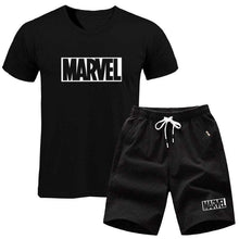 Load image into Gallery viewer, men's set MARVEL T-shirt+Shorts men sets 2019 Brand clothing Two pieces tracksuit Fashion Casual T-shirt Workout Fitness T-shirt - Ole Misc.