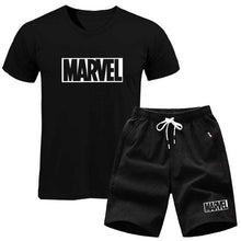 Load image into Gallery viewer, men's set MARVEL T-shirt+Shorts men sets 2019 Brand clothing Two pieces tracksuit Fashion Casual T-shirt Workout Fitness T-shirt - Ole Misc.