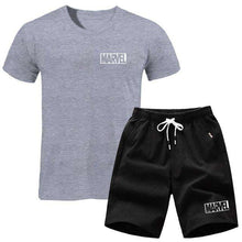 Load image into Gallery viewer, men's set MARVEL T-shirt+Shorts men sets 2019 Brand clothing Two pieces tracksuit Fashion Casual T-shirt Workout Fitness T-shirt - Ole Misc.