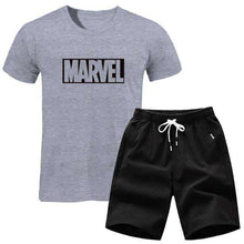 Load image into Gallery viewer, men's set MARVEL T-shirt+Shorts men sets 2019 Brand clothing Two pieces tracksuit Fashion Casual T-shirt Workout Fitness T-shirt - Ole Misc.