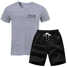 Load image into Gallery viewer, men's set MARVEL T-shirt+Shorts men sets 2019 Brand clothing Two pieces tracksuit Fashion Casual T-shirt Workout Fitness T-shirt - Ole Misc.