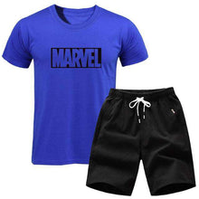 Load image into Gallery viewer, men's set MARVEL T-shirt+Shorts men sets 2019 Brand clothing Two pieces tracksuit Fashion Casual T-shirt Workout Fitness T-shirt - Ole Misc.
