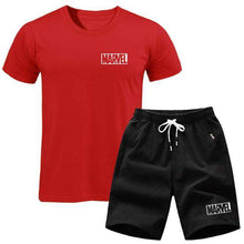 Load image into Gallery viewer, men's set MARVEL T-shirt+Shorts men sets 2019 Brand clothing Two pieces tracksuit Fashion Casual T-shirt Workout Fitness T-shirt - Ole Misc.