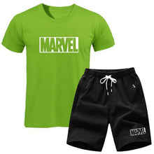 Load image into Gallery viewer, men's set MARVEL T-shirt+Shorts men sets 2019 Brand clothing Two pieces tracksuit Fashion Casual T-shirt Workout Fitness T-shirt - Ole Misc.