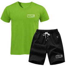 Load image into Gallery viewer, men's set MARVEL T-shirt+Shorts men sets 2019 Brand clothing Two pieces tracksuit Fashion Casual T-shirt Workout Fitness T-shirt - Ole Misc.