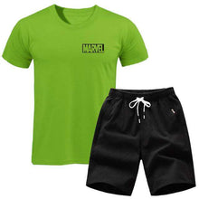 Load image into Gallery viewer, men's set MARVEL T-shirt+Shorts men sets 2019 Brand clothing Two pieces tracksuit Fashion Casual T-shirt Workout Fitness T-shirt - Ole Misc.