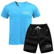 Load image into Gallery viewer, men's set MARVEL T-shirt+Shorts men sets 2019 Brand clothing Two pieces tracksuit Fashion Casual T-shirt Workout Fitness T-shirt - Ole Misc.