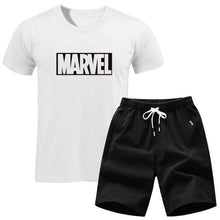 Load image into Gallery viewer, men's set MARVEL T-shirt+Shorts men sets 2019 Brand clothing Two pieces tracksuit Fashion Casual T-shirt Workout Fitness T-shirt - Ole Misc.
