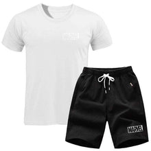 Load image into Gallery viewer, men's set MARVEL T-shirt+Shorts men sets 2019 Brand clothing Two pieces tracksuit Fashion Casual T-shirt Workout Fitness T-shirt - Ole Misc.